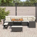 vidaXL Ensemble de canapé de jardin avec coussin 9 Pièces Noir et crème
