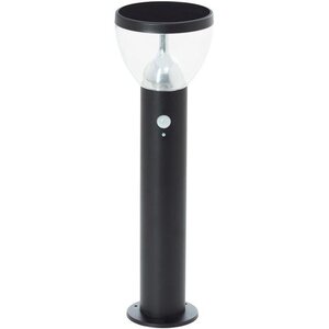 Borne extérieure LED et solaire - Détecteur de mouvement - inox et plastique - 4 W - Noir