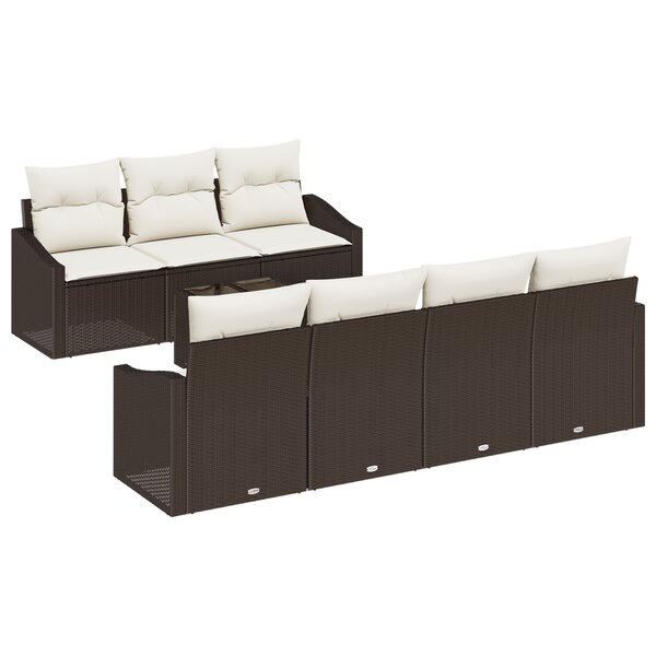 vidaXL Ensemble de Canapé de Jardin en 8 pièces avec Coussins en Rattan Poly Marron