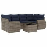 vidaXL Salon de jardin 7 Pièces avec coussins gris résine tressée