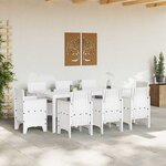 vidaXL Ensemble de salle à manger pour jardin 9 Pièces Blanc Rattan Polt