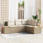 vidaXL Ensemble de canapé de jardin avec coussin 4 Pièces beige et crème