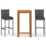 vidaXL Ensemble de bar de jardin avec coussins 3 Pièces Gris