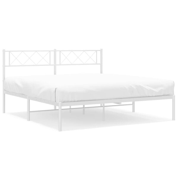 vidaXL Cadre de lit métal sans matelas et tête de lit blanc 120x200 cm