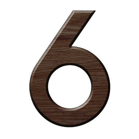 Numéro 6-Numéro adhésif pour boîtes aux lettres - Résine de 3 mm, hauteur environ 50 mm - Voyager (chêne moyen)