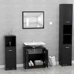 vidaXL Ensemble de meubles de salle de bain Noir Bois d'ingénierie