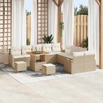 vidaXL Ensemble de canapé de jardin 13 Pièces Beige Poly rotin