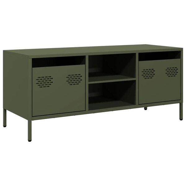 vidaXL Meuble TV vert olive 101 5x39x43 5 cm acier laminé à froid