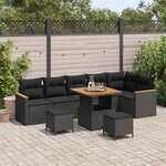 vidaXL Ensemble de canapé de jardin 9 Pièces Noir polyrotin