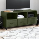 vidaXL Meuble TV vert olive 100 5x39x43 5 cm acier