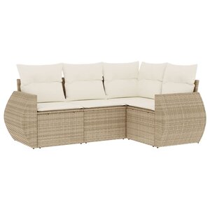 vidaXL Salon de jardin avec coussins 4 Pièces beige résine tressée
