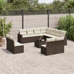 vidaXL Salon de jardin avec coussins 12 Pièces marron résine tressée