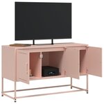 vidaXL Meuble TV rose 100 5x39x60 5 cm acier
