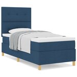 vidaXL Lit à Sommier Tapissier avec Matelas Bleu 90x200 cm Tissu