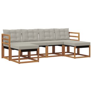 vidaXL Ensemble de canapés d'extérieur 6 pc Gris Naturel et Clair