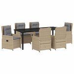 vidaXL Ensemble de salle à manger pour jardin 7 pc Beige et Gris clair