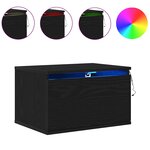 Armoires de chevet vidaXL avec lumières LED 2 Pièces murales en chêne noir