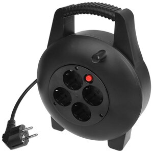 Proplus enrouleur de câble 15 m schuko à 4 voies