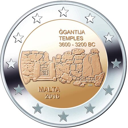 Pièce de monnaie 2 euro commémorative Malte 2016 – ġgantija