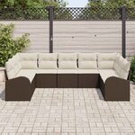 vidaXL Ensemble de canapé de jardin 9 Pièces Marron et blanc Poly rotin