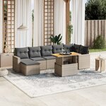 vidaXL Salon de jardin 8 Pièces avec coussins gris résine tressée