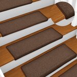 vidaXL Tapis d'escalier 15 pièces 65 x 21 x 4 cm Marron Bord rectangulaire