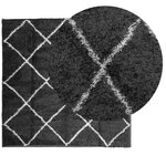 vidaXL Tapis shaggy à poils longs moderne noir et crème 240x240 cm