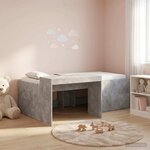 vidaXL Lit haut pour enfants avec bureau Gris béton 75 x 190 cm
