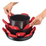 Tefal set de 4 protecteurs de poele - 38x36x1cm - couleur : rouge