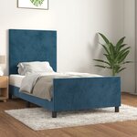 vidaXL Cadre de lit avec tête de lit Bleu foncé 90x190 cm Velours