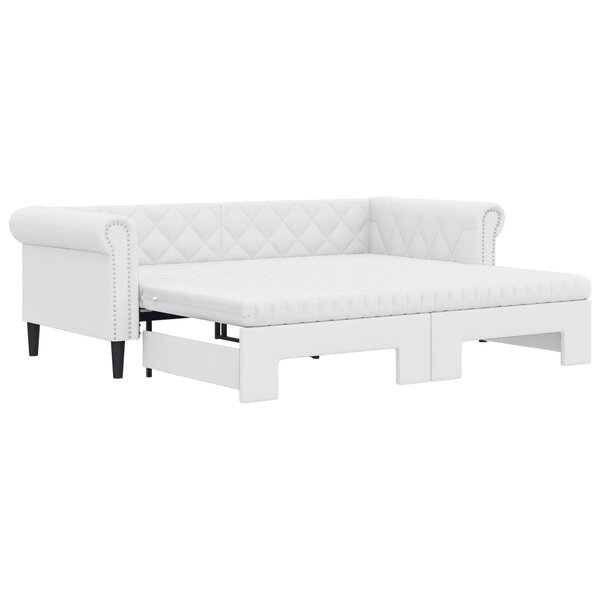 vidaXL Lit de jour et lit gigogne et matelas blanc 90x200cm similicuir