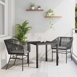 vidaXL Ensemble de salle à manger pour jardin 3 Pièces Noir Poly rotin