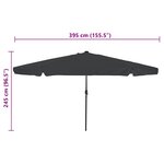 vidaXL Parasol de jardin Anthracite et noir 395 x 395 x 245 cm