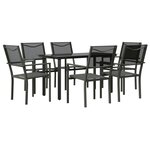 vidaXL Ensemble à manger de jardin 7 Pièces noir textilène et acier