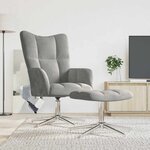 vidaXL Chaise de relaxation avec tabouret Gris clair Velours