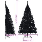vidaXL Demi sapin de Noël artificiel avec support Noir 210 cm PVC