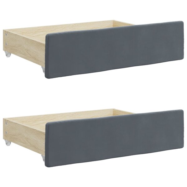 vidaXL Tiroirs de rangement dessous de lit 2 Pièces gris foncé