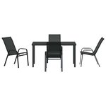 vidaXL Ensemble de salle à manger pour jardin 5 Pièces Noir