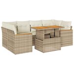 vidaXL Salon de jardin 6 Pièces avec coussins beige résine tressée acacia