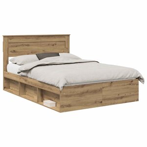 vidaXL Cadre de lit Chêne artisan 140 x 190 cm Bois de pin massif