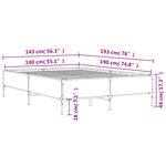 vidaXL Cadre de lit chêne marron 140x190 cm bois d'ingénierie et métal