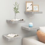 vidaXL Étagères murales flottantes 4 Pièces gris béton 23x23 5x3 8 cm MDF