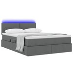 vidaXL Lit avec rangement et LED Gris foncé 140 x 190 cm tissu