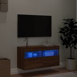 vidaXL Meuble TV mural avec lumières LED chêne marron 80x30x40 cm