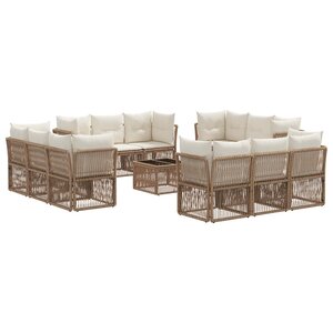 vidaXL Ensemble de canapé de jardin 13 Pièces Beige polyrotin
