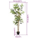 vidaXL Arbre en Bambou Artificiel Vert 75 5 x 18 x 175 cm