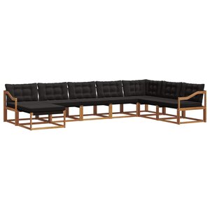 vidaXL Ensemble de canapés d'extérieur 8 Pièces Naturel et Noir