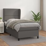 vidaXL Sommier à lattes de lit avec matelas Gris 90x200 cm Similicuir