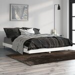 vidaXL Cadre de lit blanc brillant 135x190 cm bois d'ingénierie