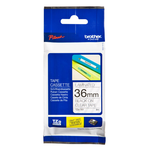 Ruban pour PTOUCH laminé noir/transparent 36mmx8m TZE161 BROTHER